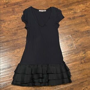 Juicy Couture Black Pleated Ruffle Dress